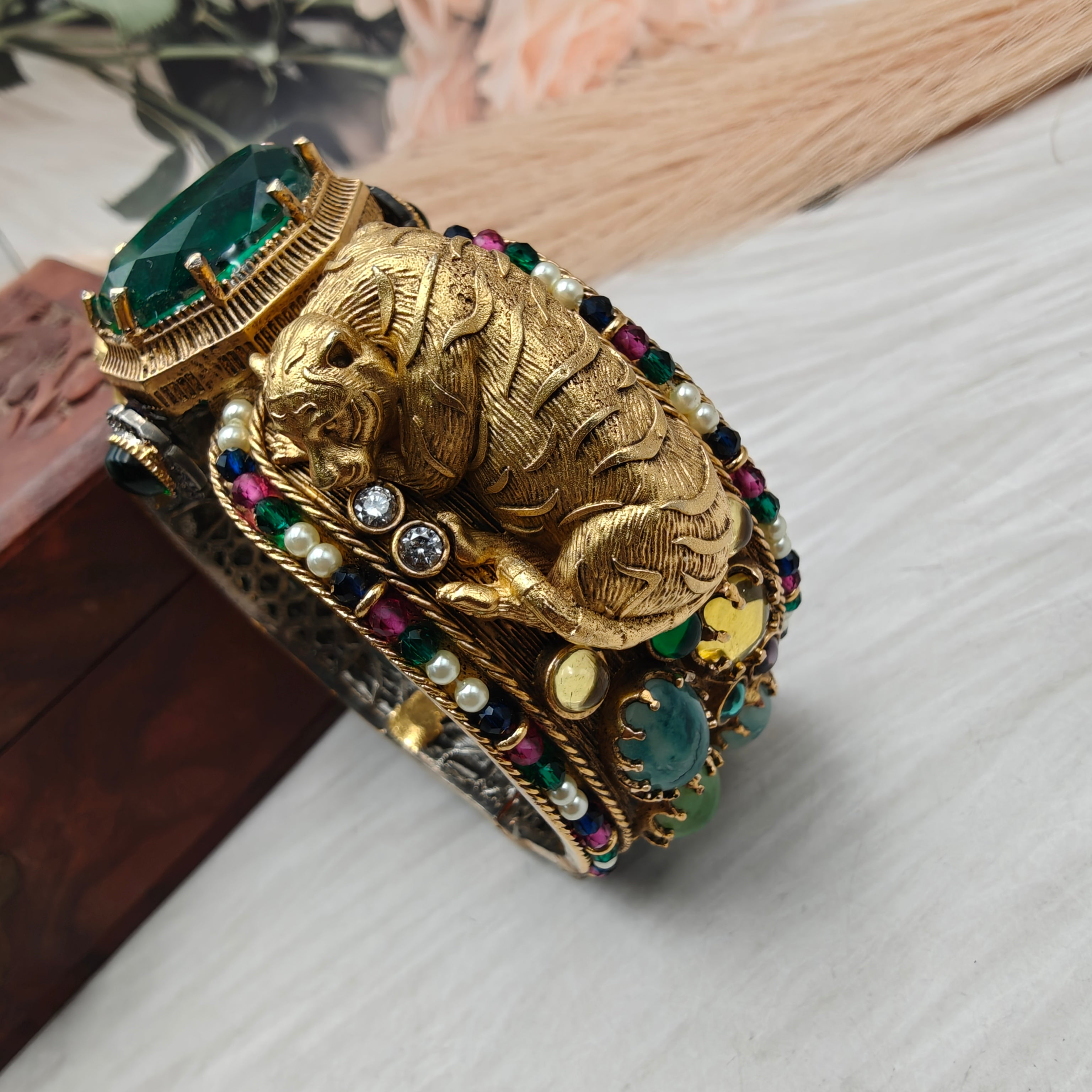 Sabyasachi Inspired Premium & Royale Bengal Openable Bangle- Green Multi