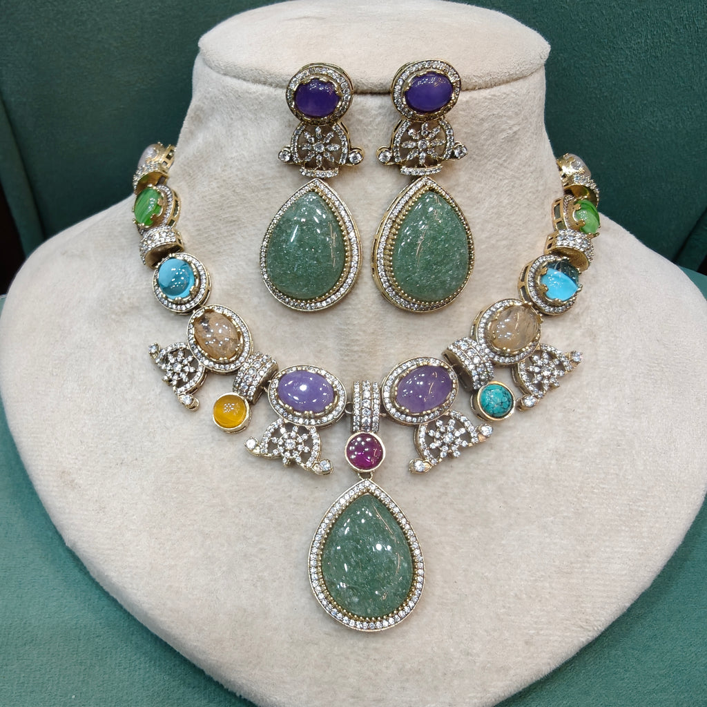 Kiyana Sabya Inspired Quartz Doublet Necklace Set