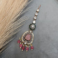 Doublet Uncut Moissanite Mangtikka- Pink