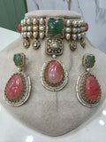 Alokika Sabya Inspired Pearl and Natural Stone Necklace Set