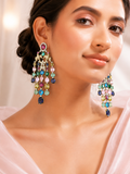 Vantara Koyal Statement Dangker Earrings- Ruby Multi