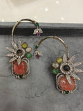 Advisha Flower Gemstone Statement Earcuff- Coral Multi