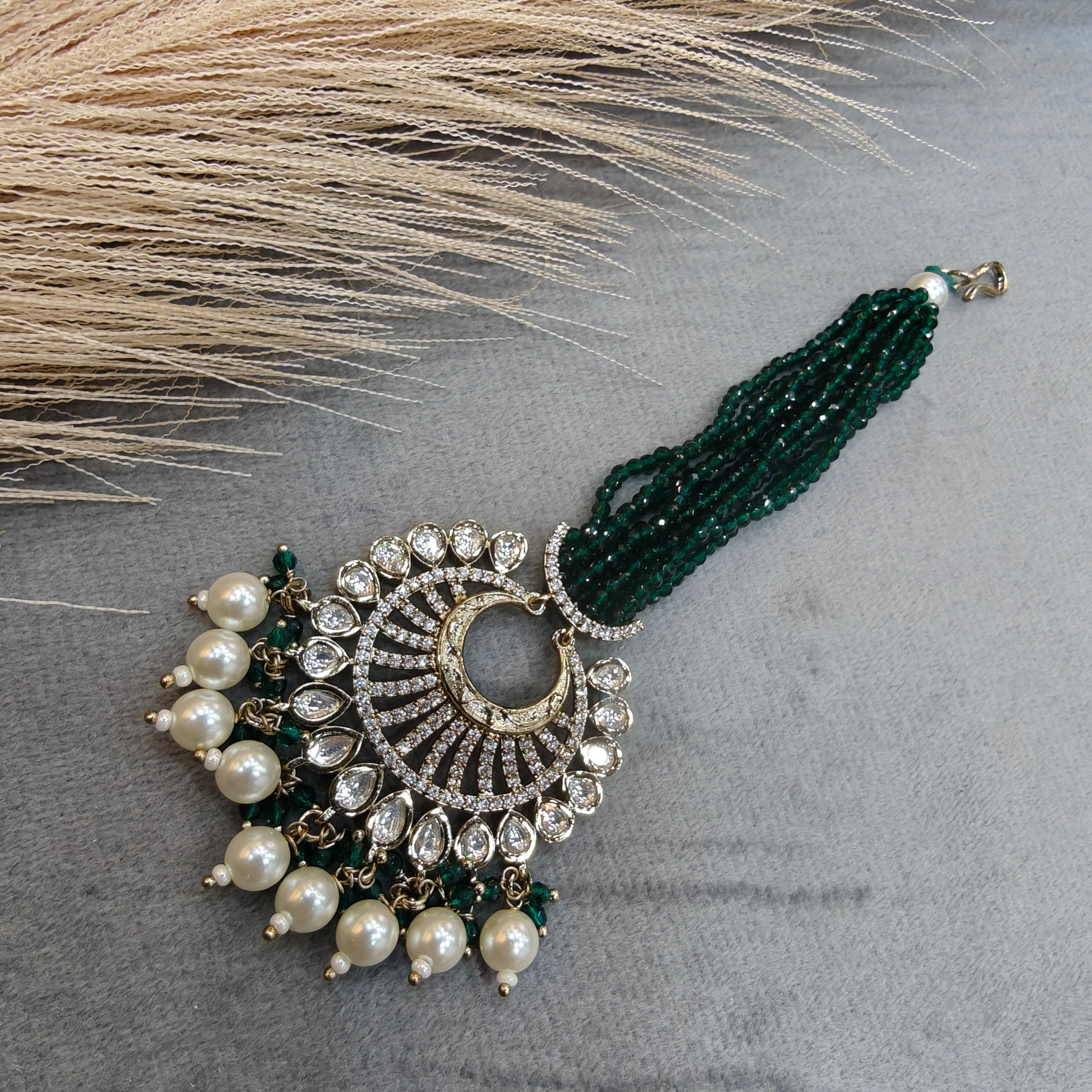 Hydro Polki Mangtikka in Victorian Finish- Green