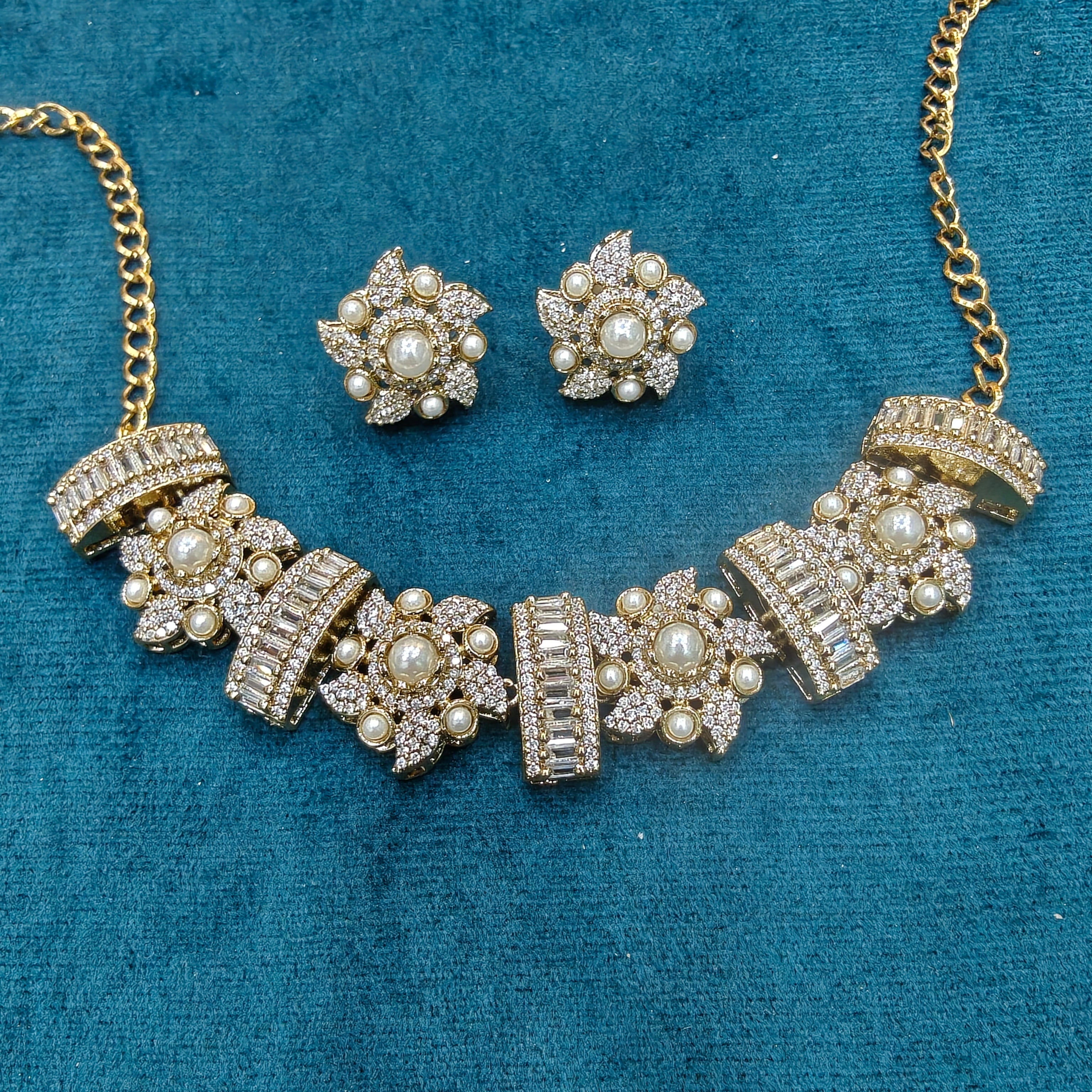 Sabya Inspired Svarba Navratan Baguette Chic Set- White