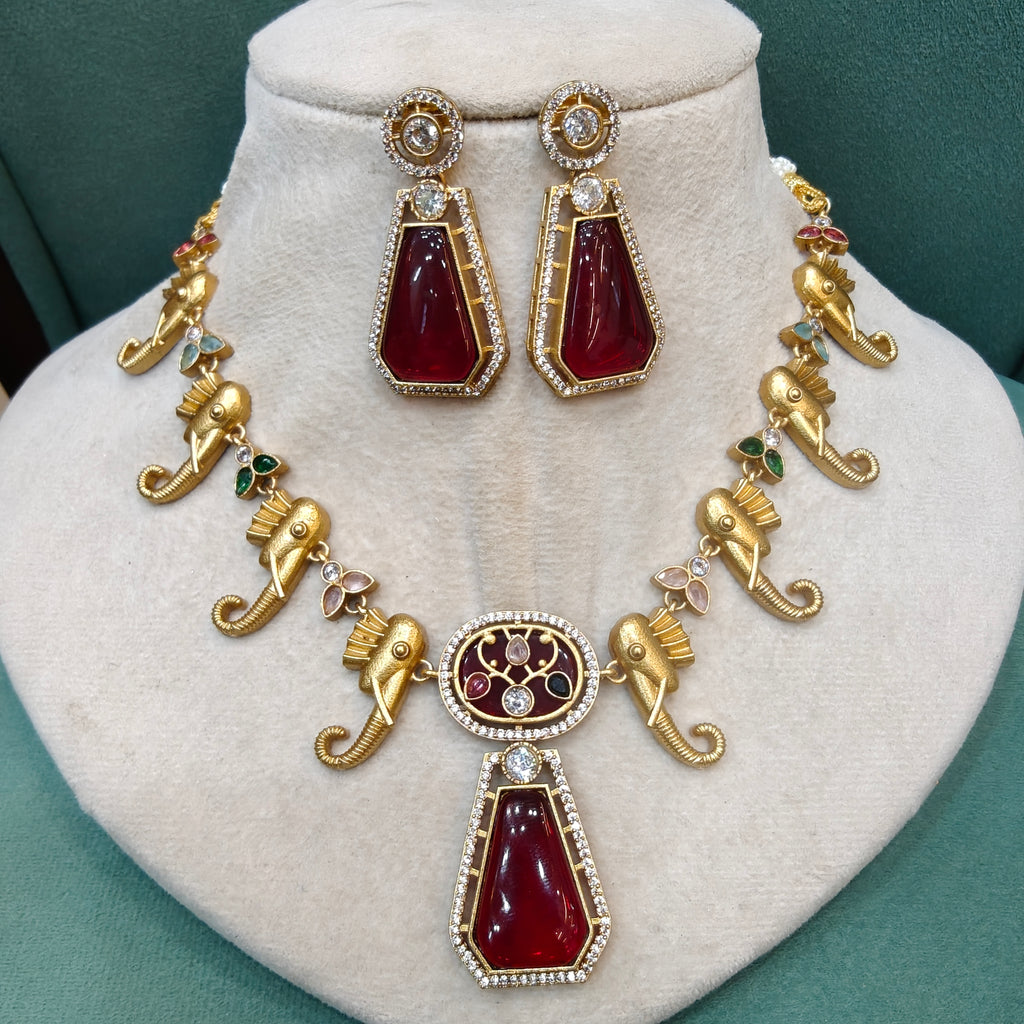 Gajraj Holdali Necklace Set- Multi