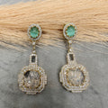 Mashooba Sabya Inspired Gemstone Earrings- Mint and White
