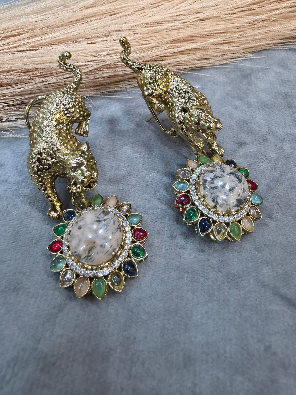 Bageera Sabya Inspired Statement Earrings- Light Fawn
