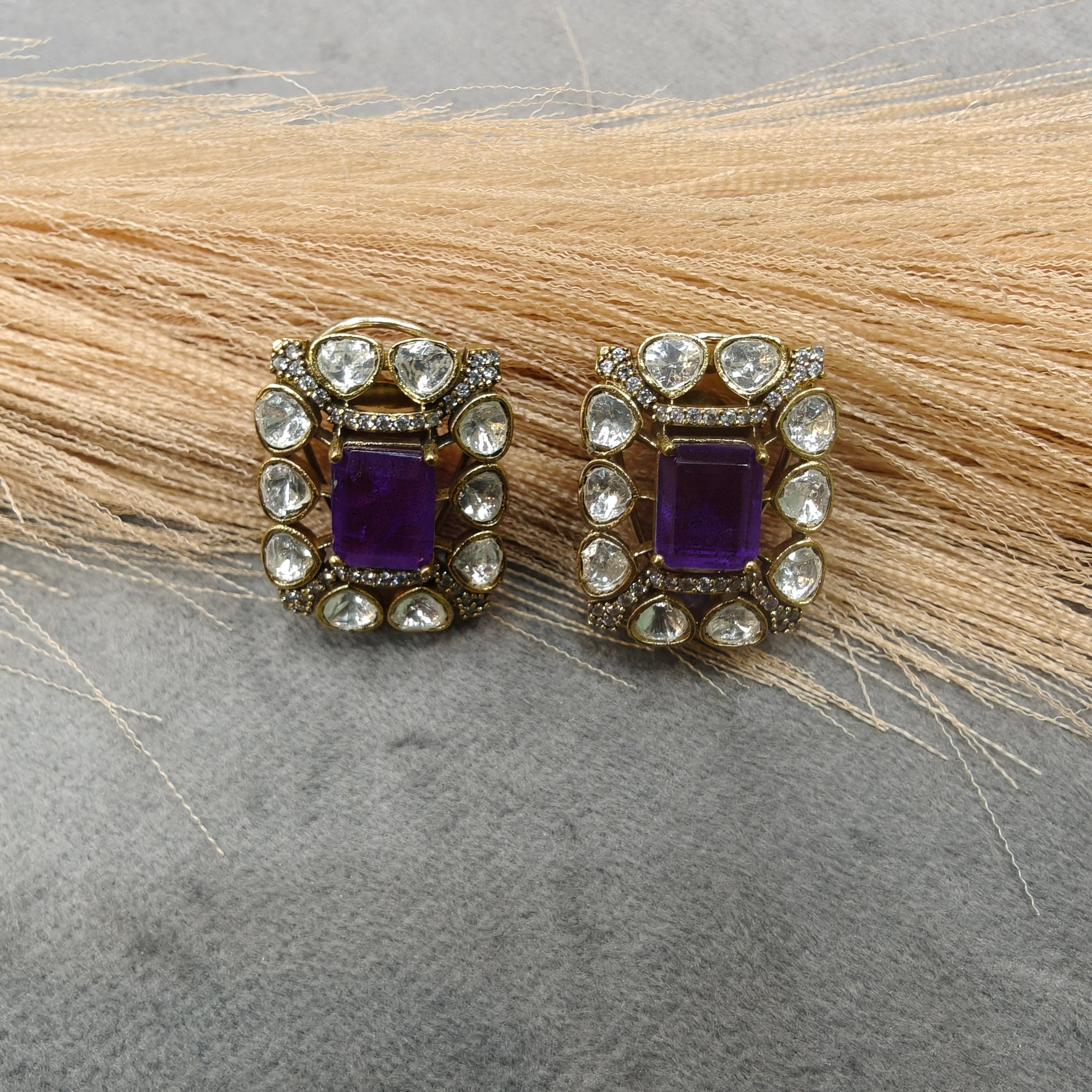 Aasma Doublet Studs- Purple