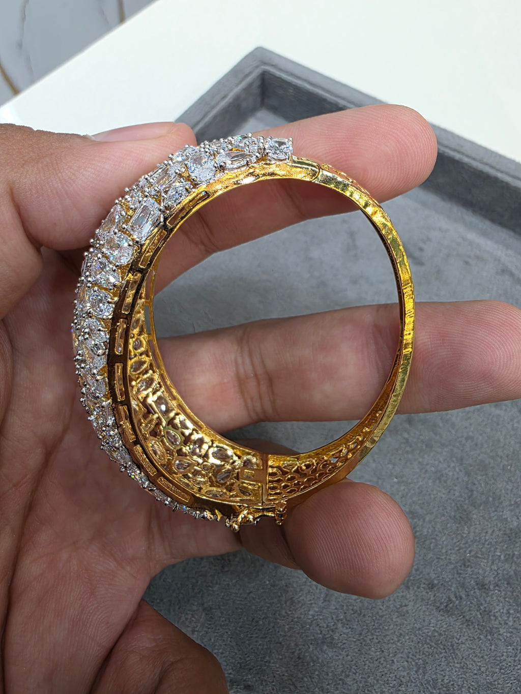 Nanki CZ Openable Cocktail Bracelet- Gold Polish