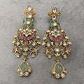 Sajdah Jadau Bikaneri Kundan Earrings - Mint Multi