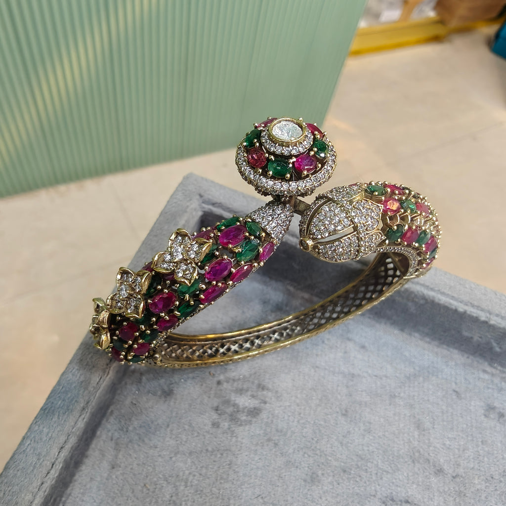 Rajvanshi Openable Bracelet Kada- Ruby Green