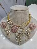 Nayera Vantara Doublet Necklace Set- Baby Pink