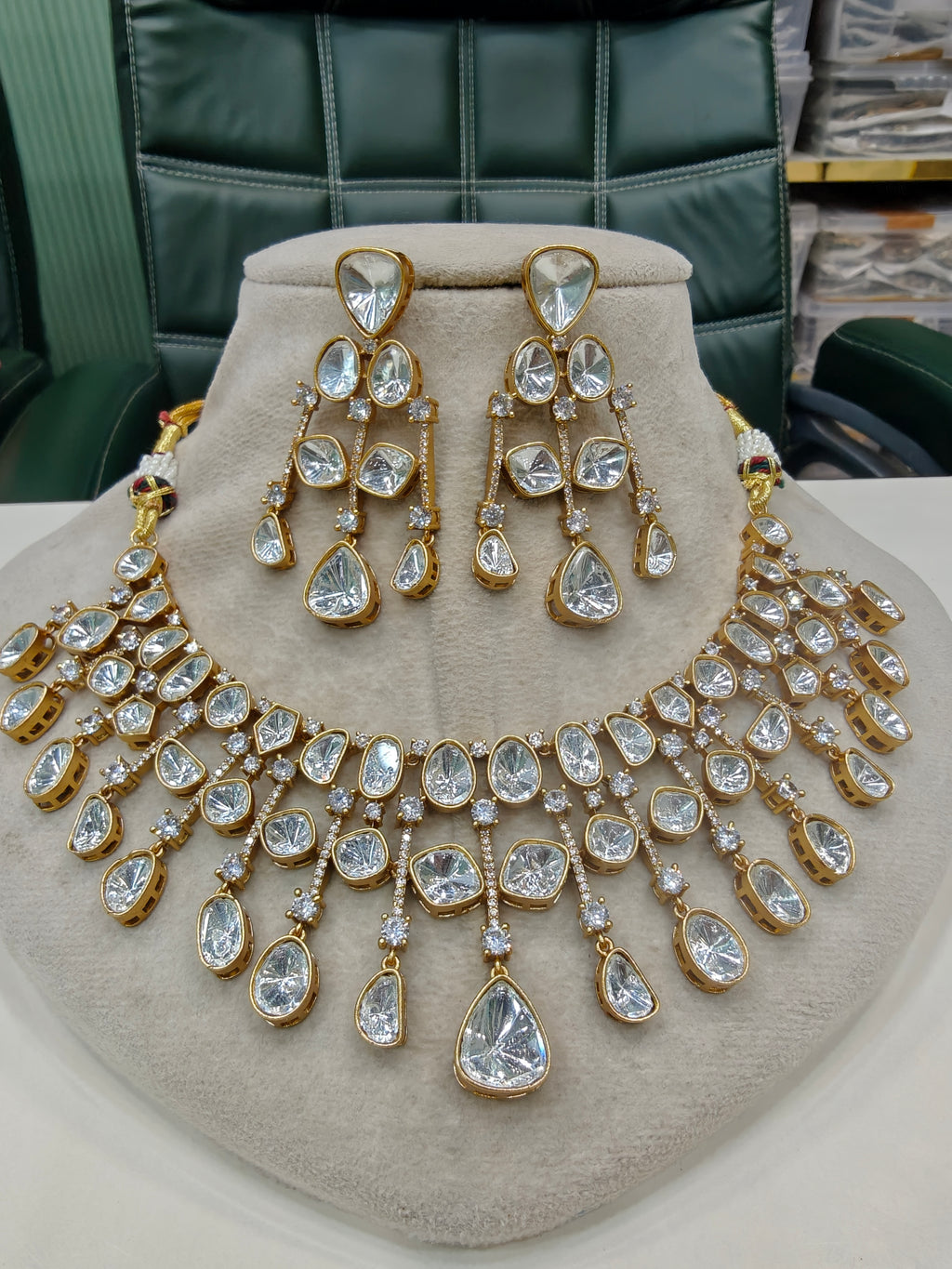 Zafira Uncut Moissanite Polki Necklace Set