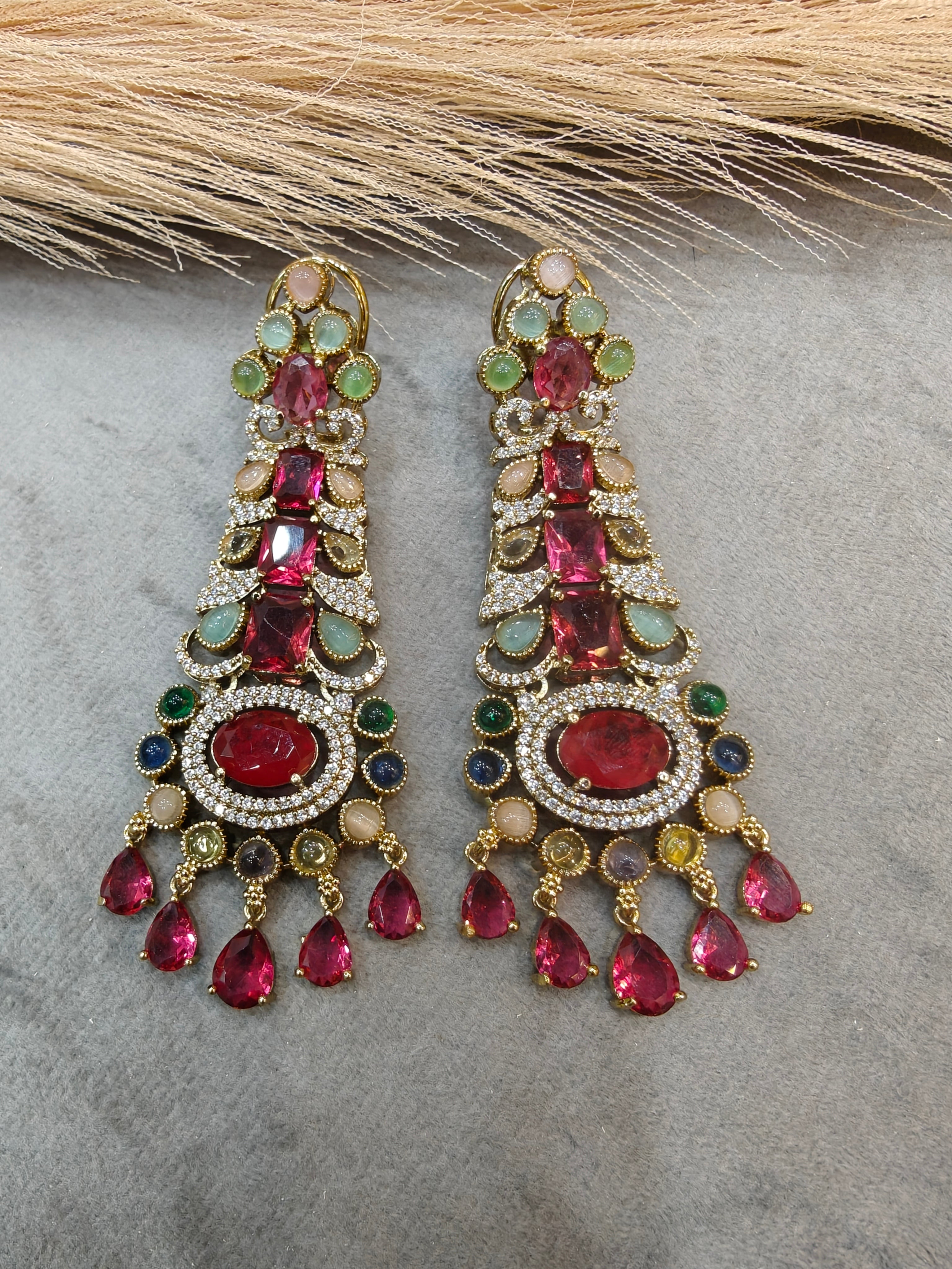 Natalia Sabya inspired Statement Doublet Earrings- Ruby