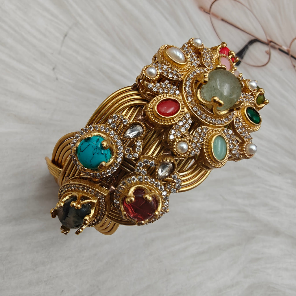 Jia Brass Fusion Gemstone Handcuff