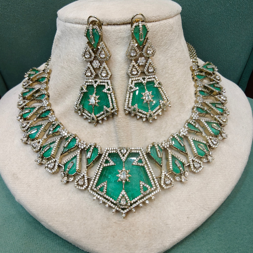 Sultana Doublet Necklace Set- Ruby Red