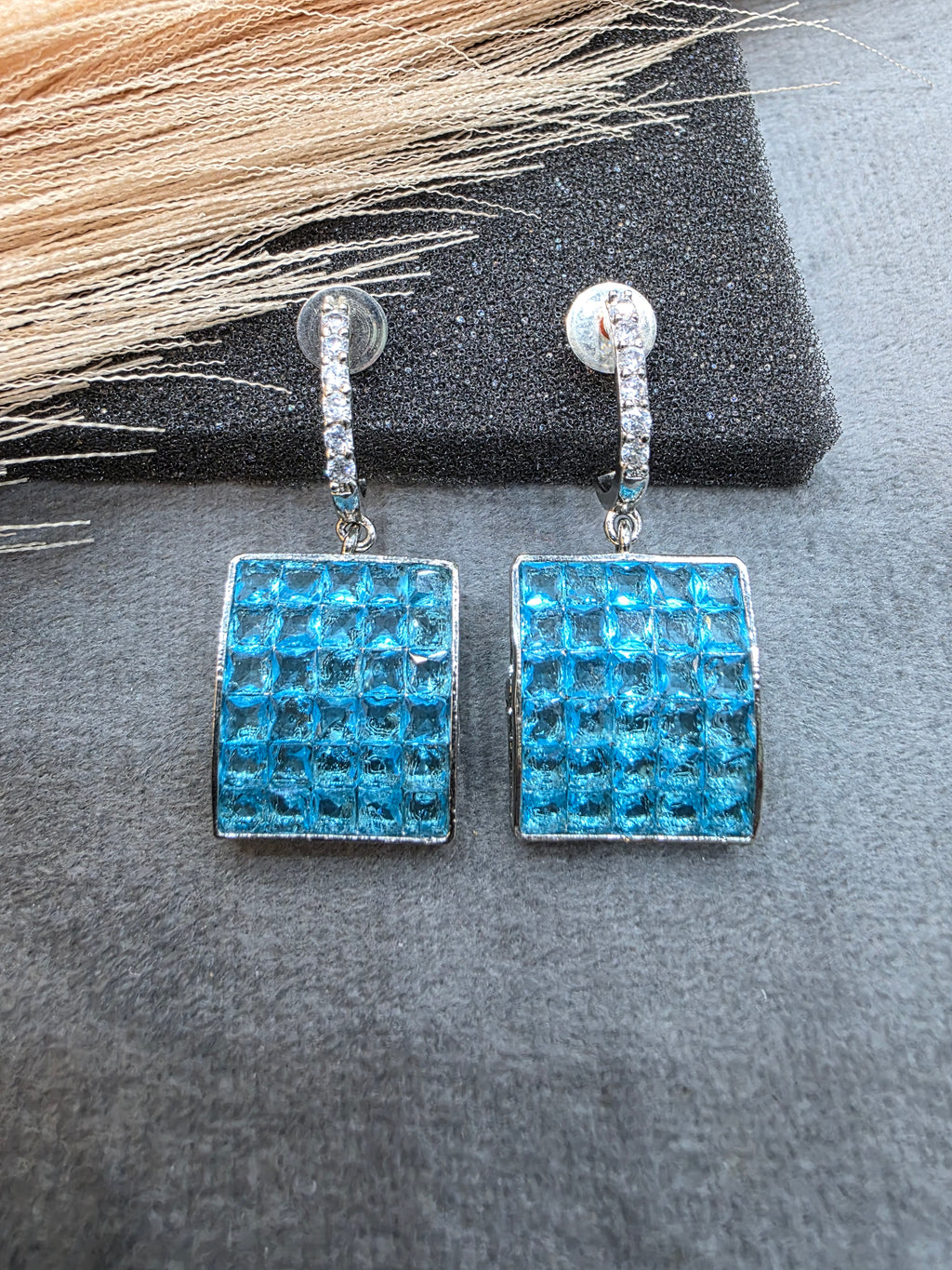 Rimjhim AD Crystal Earrings- Sky Blue