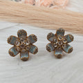 Chitra Italian Meena and Moissanite Studs- Powder Blue
