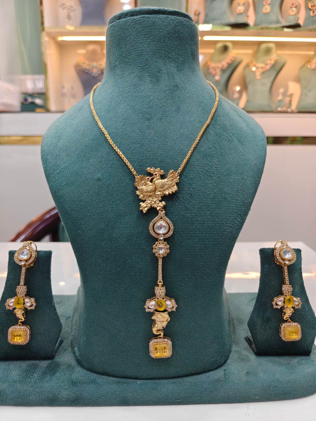 Nature Inspired Doublet Pendant Set- Yellow