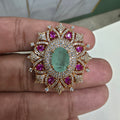 Uditi Hazoori Doublet Adjustable Ring - Mint and Pink
