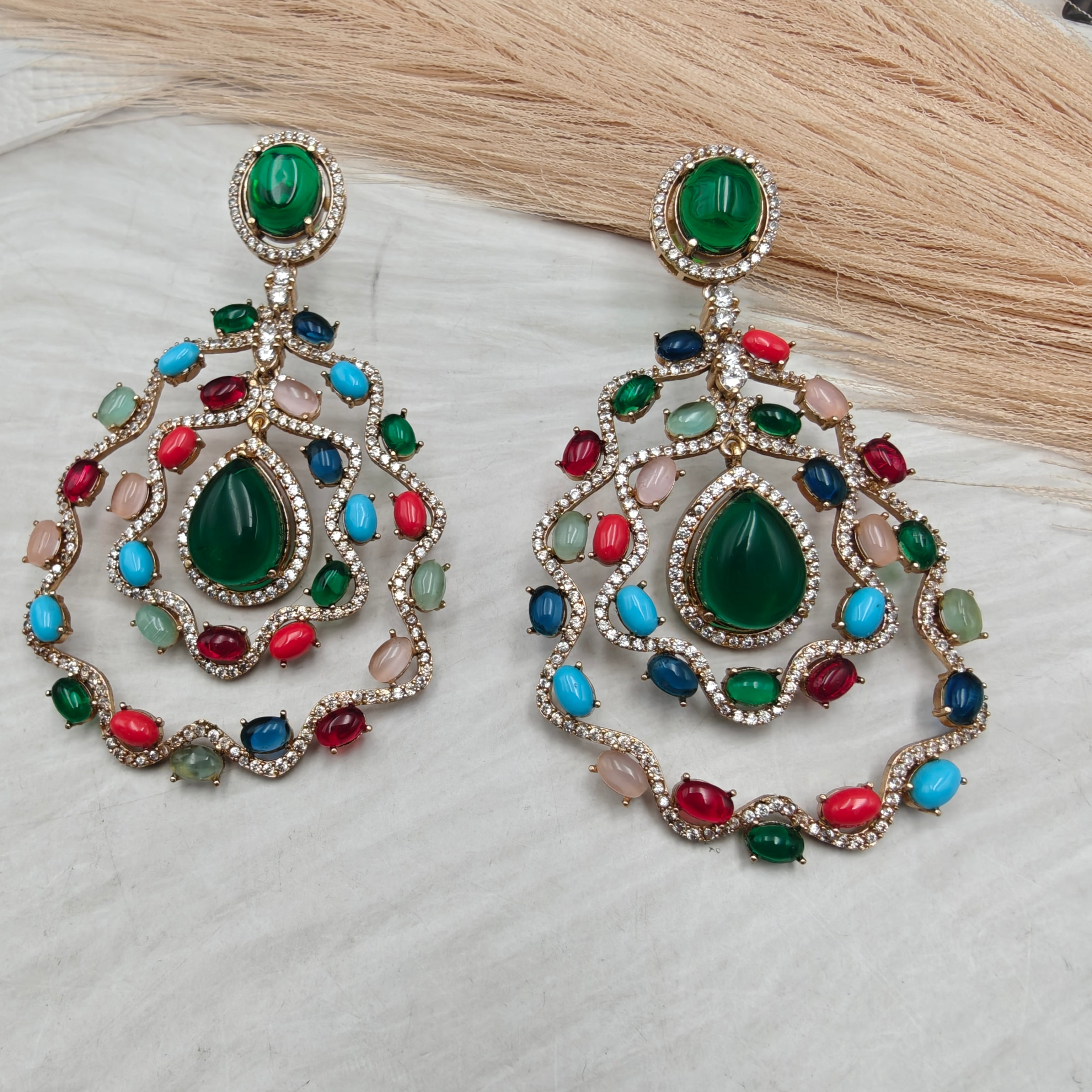 Saundarya Sabyasachi Inspired Statement Earrings- Multi
