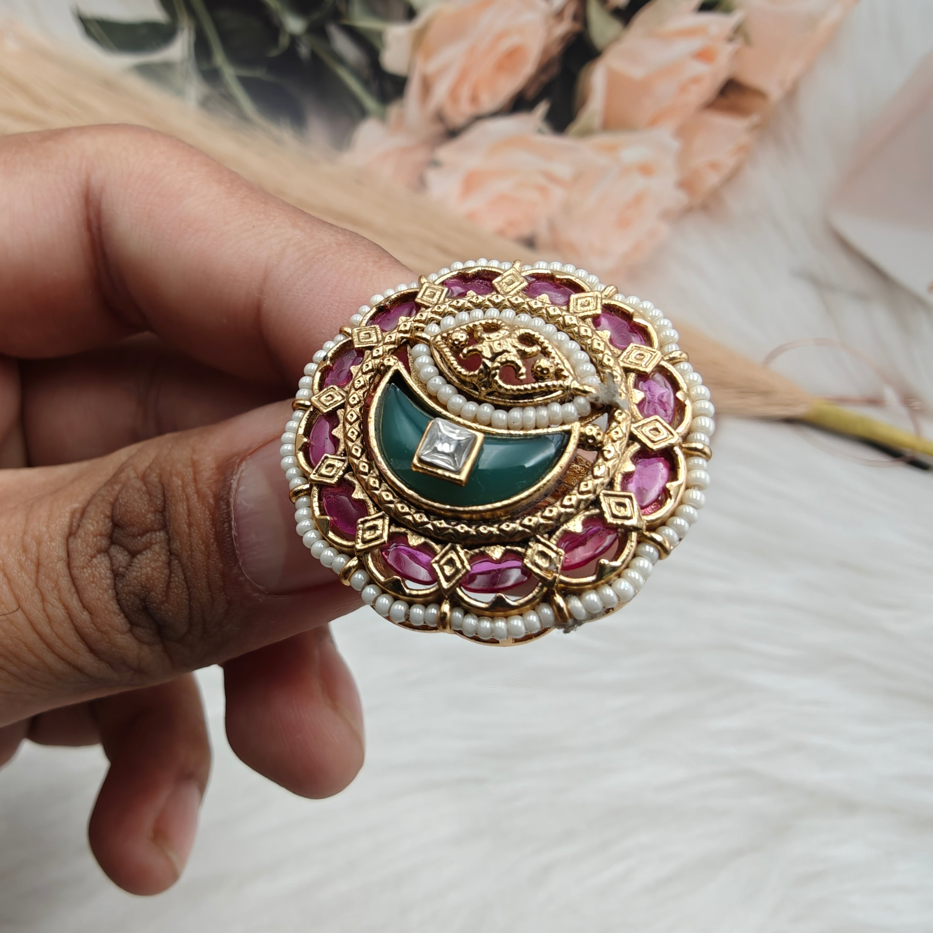 Saarthi Heritage Ring- Green Ruby