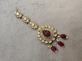 Rashi Uncut Moissanite and Doublet Mangtikka- Maroon