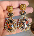 Sabyasachi Inspired Bagh Mehfooz Earrings - Black Orange