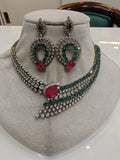 Avinoor AD and Doublet Designer concept Necklace Set- Green and Red