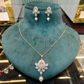 Naira Sunheri Moissanite Kundan Pendant Set- White