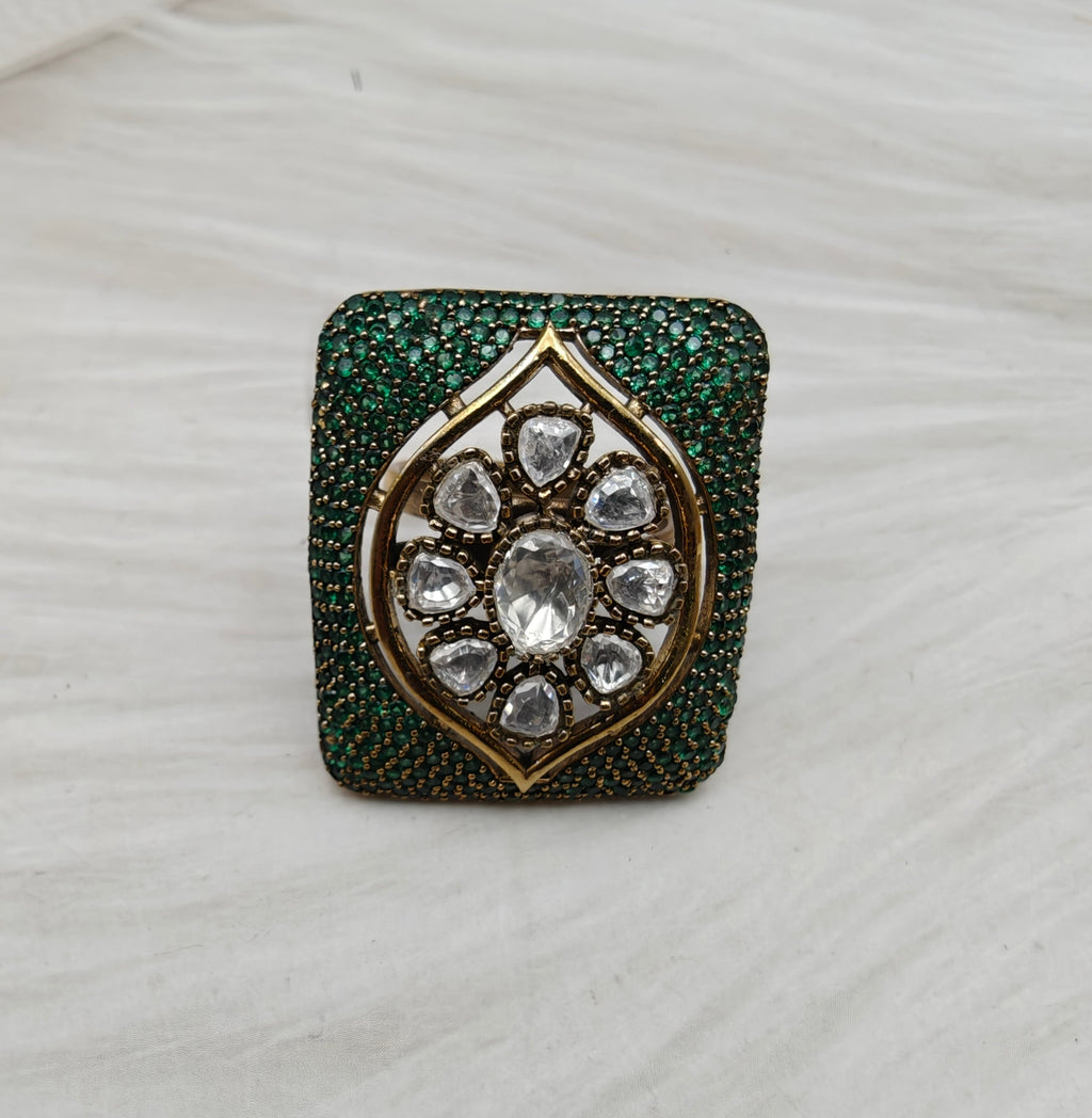 Nano Setting AD Moissanite Ring- Green