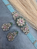 Aarfa Doublet and Hydro Choker Set- Aqua Blje and Pink