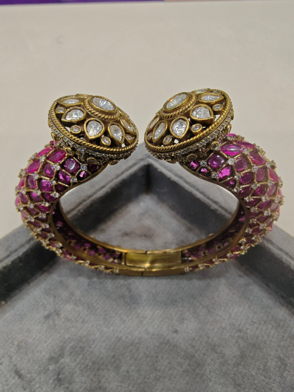 Ruban Openable Bracelet Kangan- Ruby Pink
