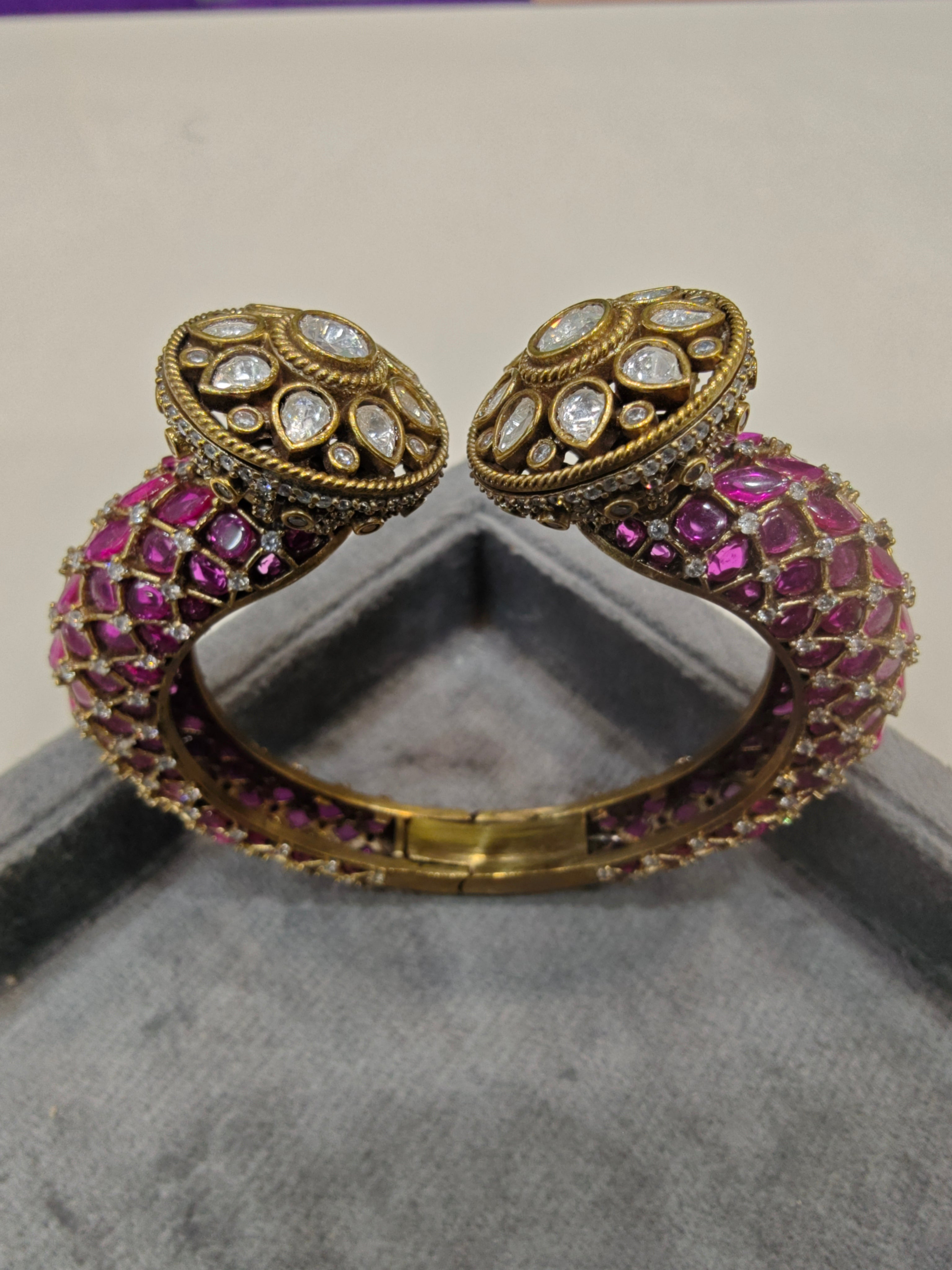 Ruban Openable Bracelet Kangan- Ruby Pink