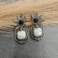 Advisha Natural Stone Studs- White Black