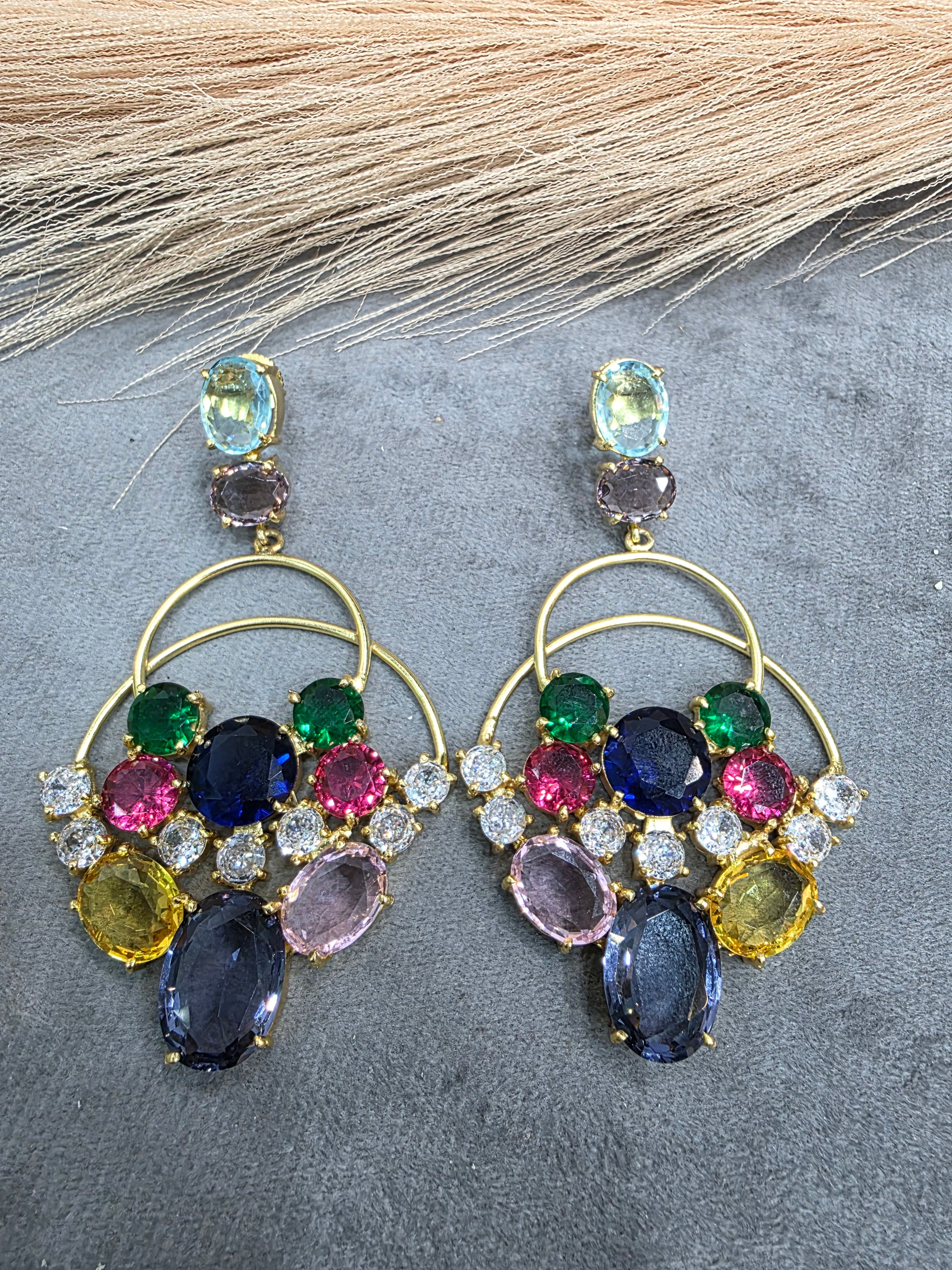 Ajooni Crystal Earrings- Blue Multi