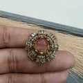 Sakshi Natural Stone Baguette Adjustable Ring- Coral