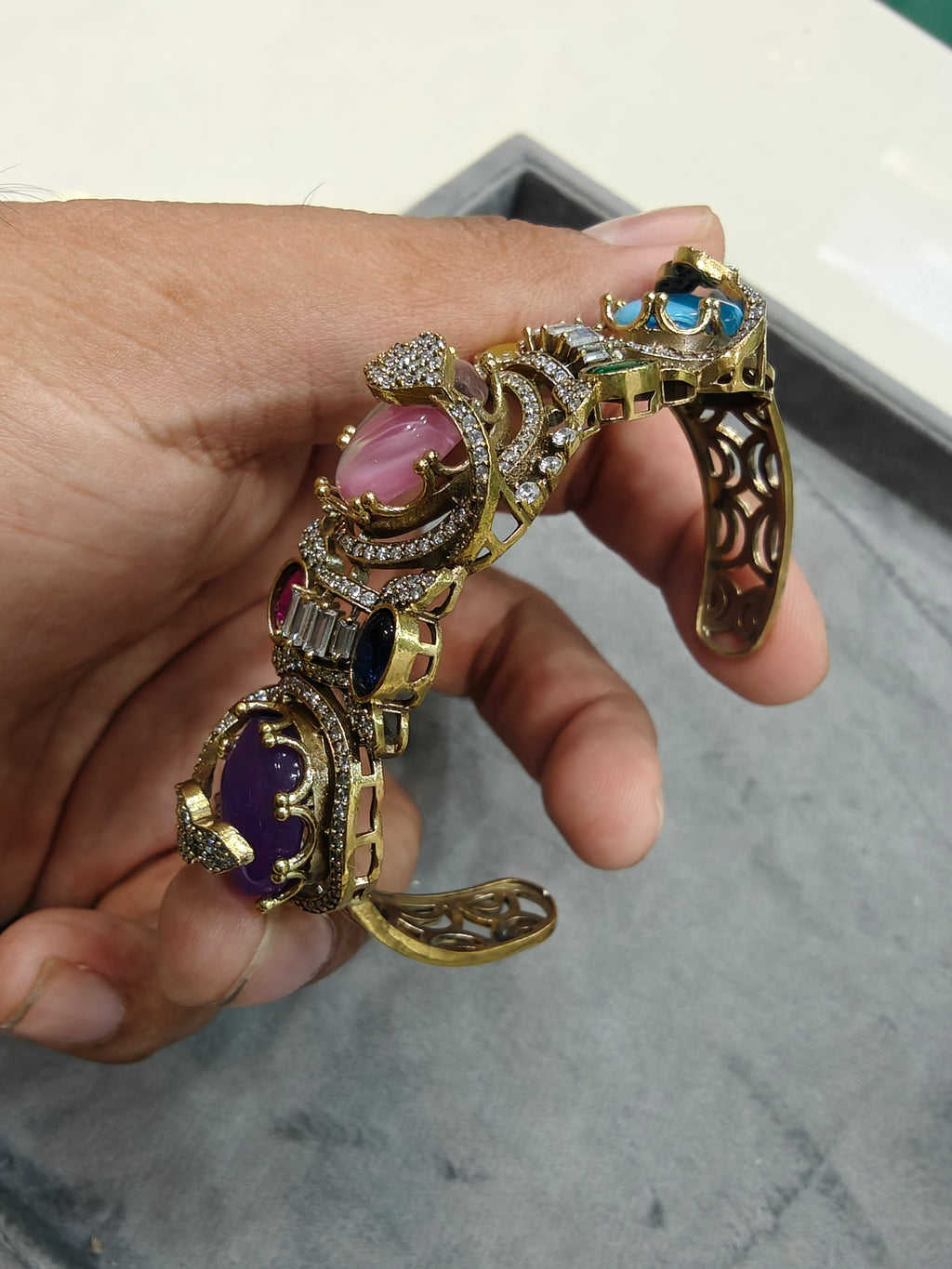 Anantika Sabya Inspired Quartz Doublet Adjustable Bracelet- Multi 2