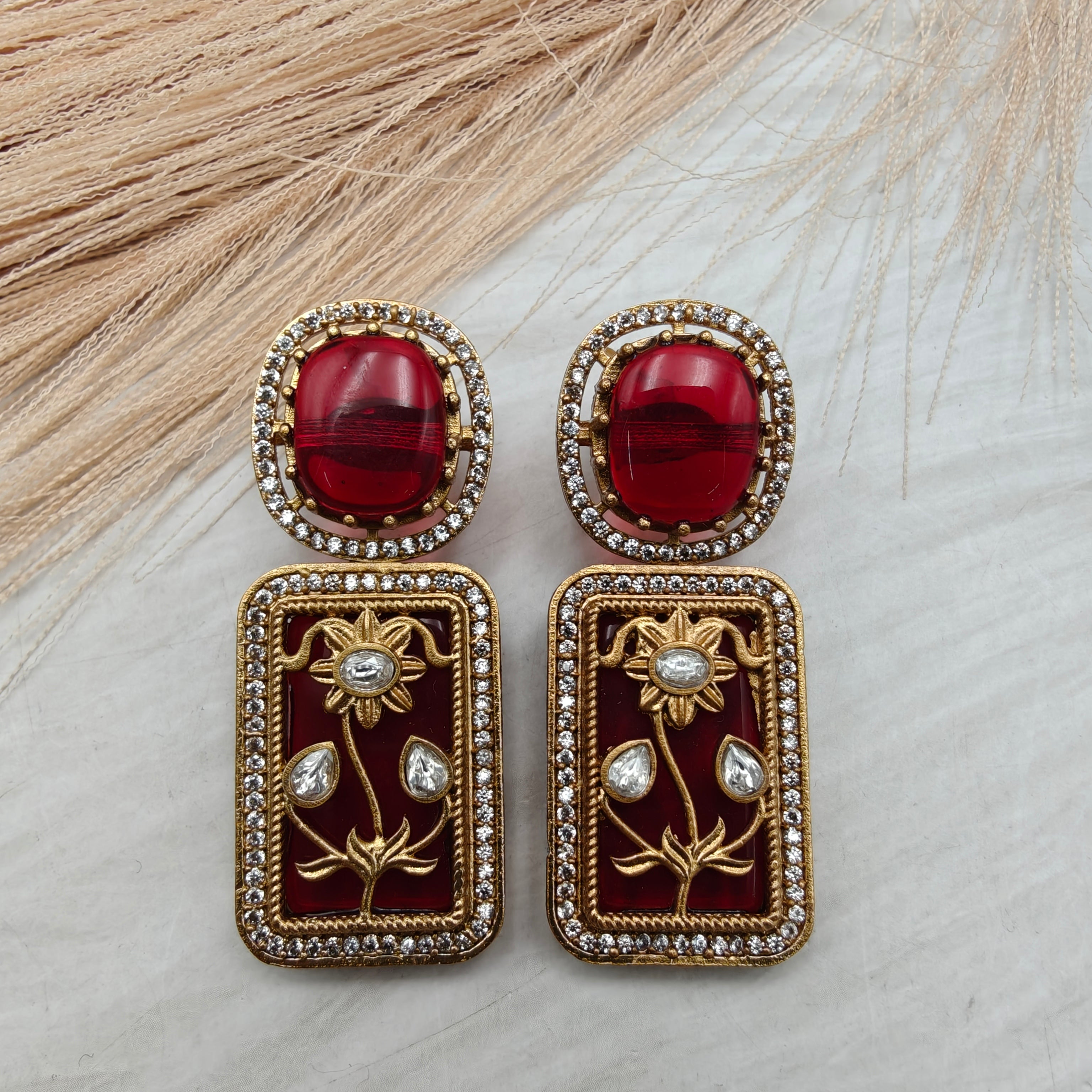 Ridhima Holdali Earrings- Maroon