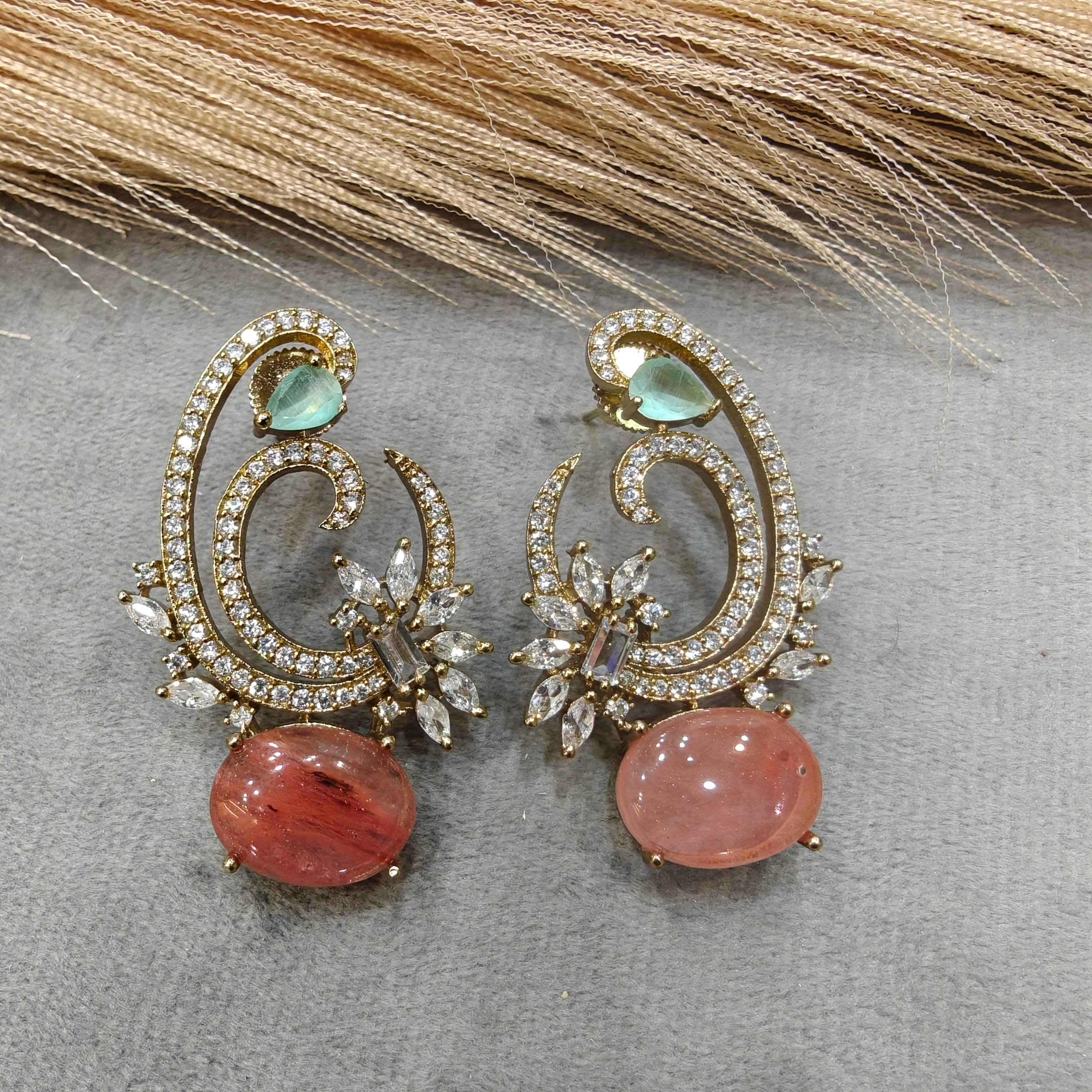 Eknoor Sabya inspired Stud Earrings- Coral