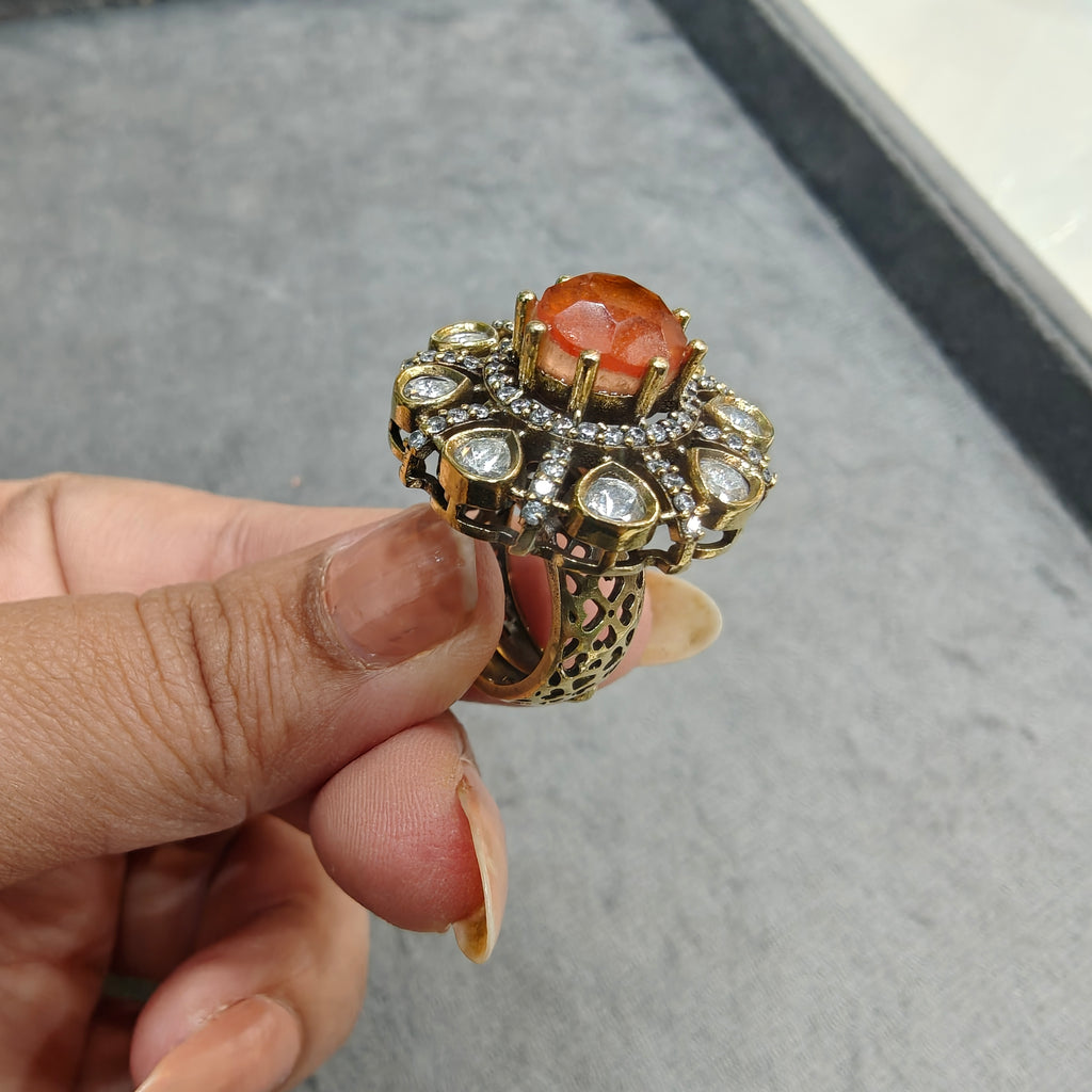 Twisha Doublet Adjustable Ring- Orange
