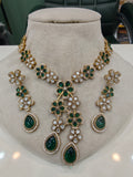 Siya Flower Necklace Set- Green