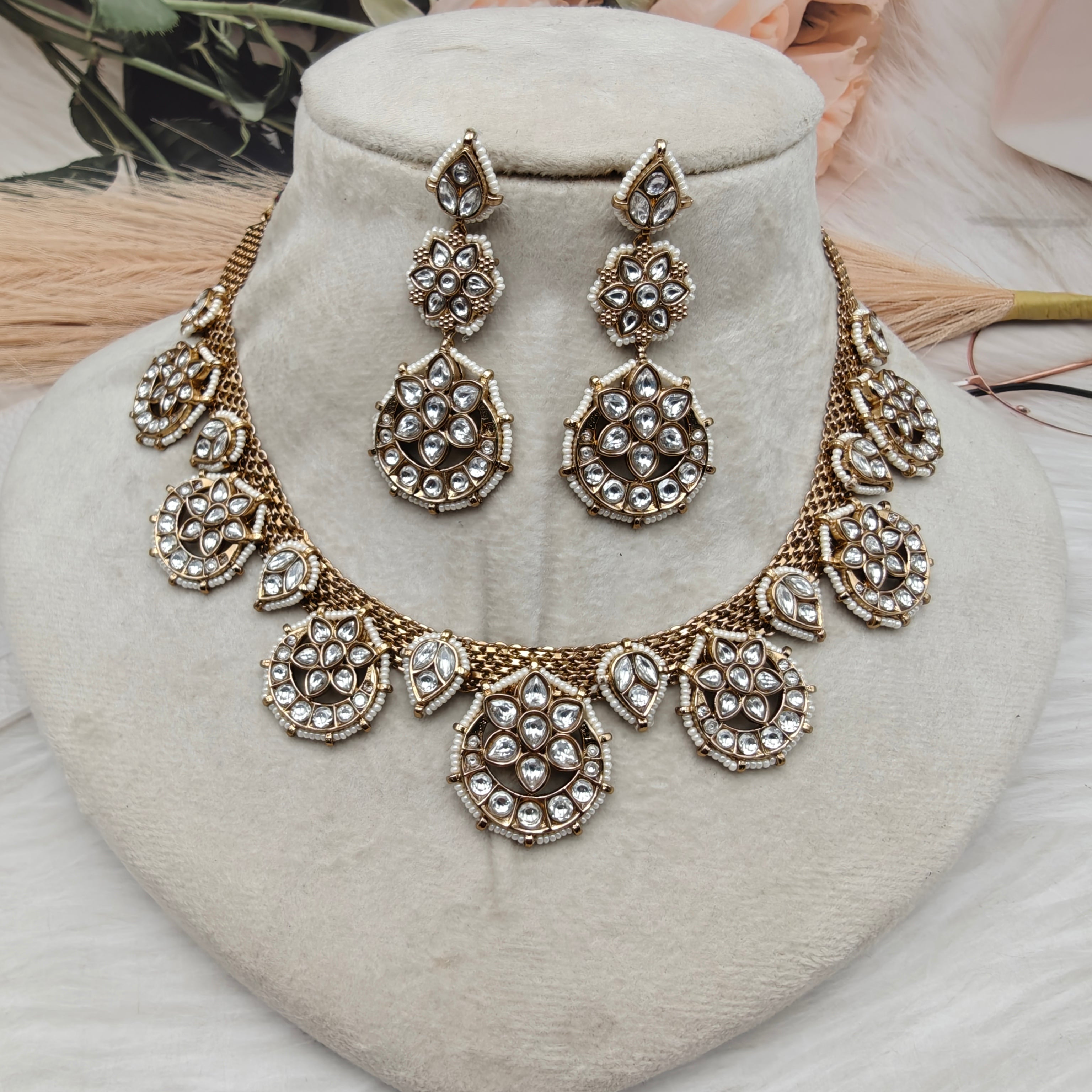 Paridhi Jadau Kundan Real Antique Gold Look Necklace Set