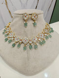 Anvesha Tyani Kundan Necklace Set- Mint Green