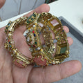 Chavi Sabya Inspired Gemstone Openable Bangles - Green and Coral