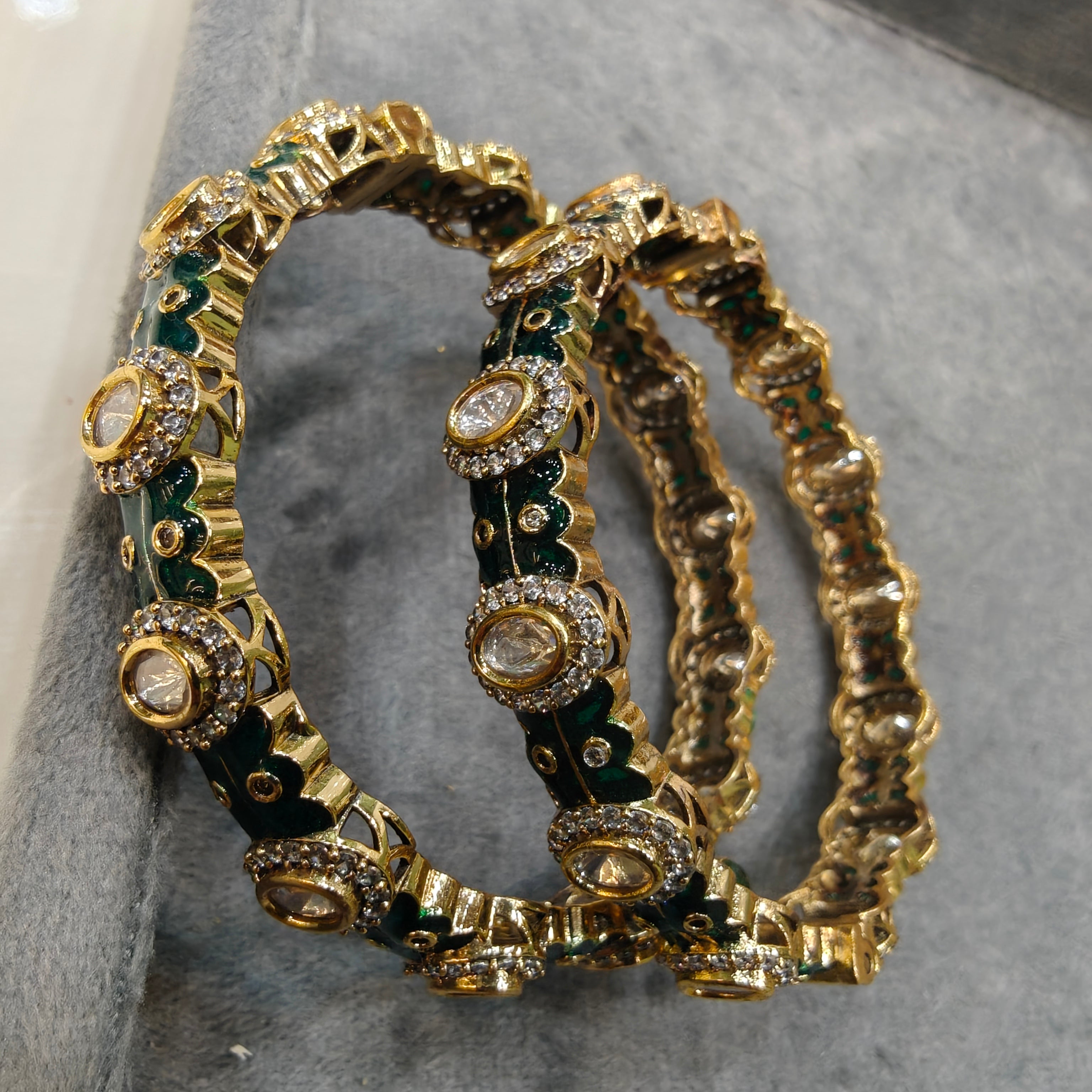 Khushi enamel openable Bangle- Green