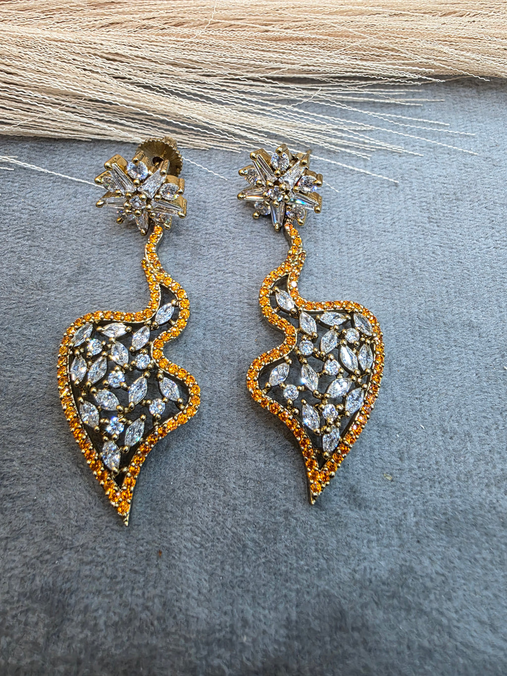 Jigna Starcut AD Earrings- Coral/Orange