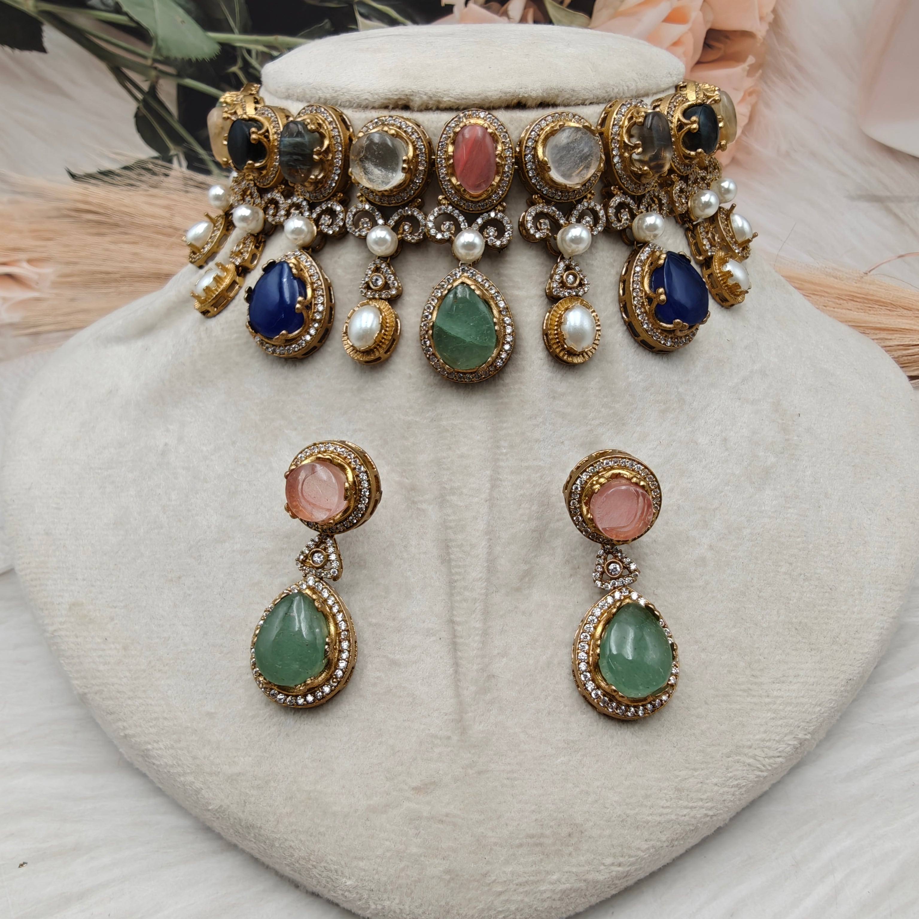 Sabya Inspired Bhuri Necklace Set - Multi
