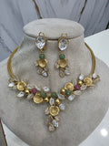 Anjuna Handcrafted Moissanite Hasli Set- Green Ruby