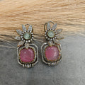 Advisha Natural Stone Studs- Pink Mint